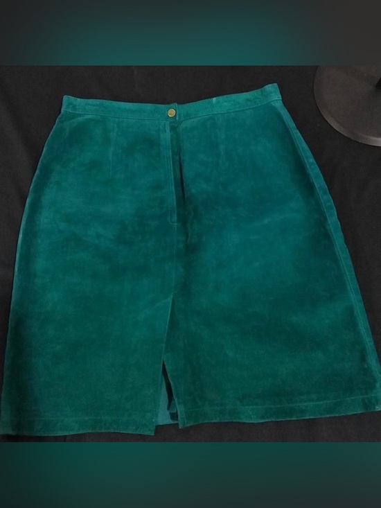 International Leather Concepts Dresses & Skirts - Vintage Teal Green Suede Leather Mini Skirt